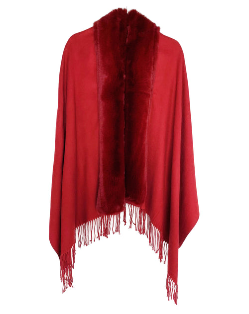 Faux Fur Trim Softer Than Cashmere Shawl/Scarf