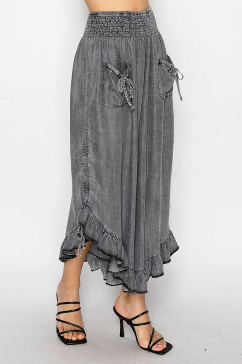 Smocked Ruffle Pants- 4932SW Black