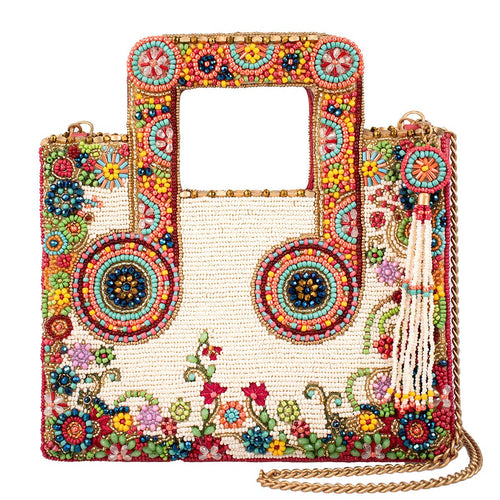 Play With Me Beaded Music Note Top Handle Multi Color Bag