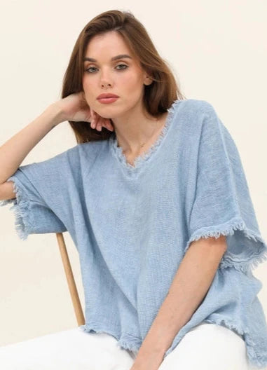 9828 Linen Cotton Blend Top