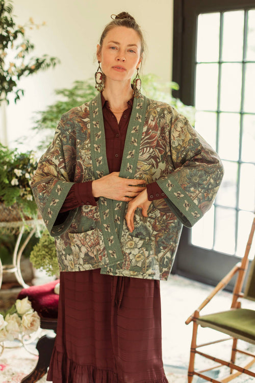 Love Grows Wild Fleece Cottage Cardigan Kimono Jacket