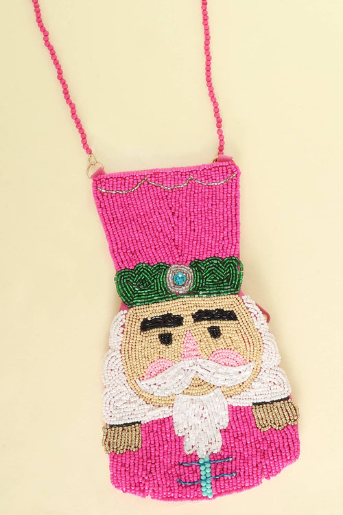 CHRISTMAS NUTCRACKER BEAD EMBELLISHED BAG