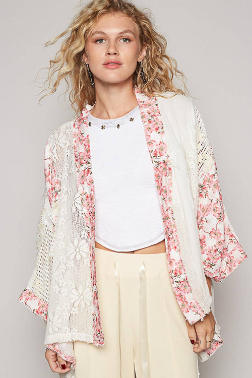 Oversized Floral Double Gauze Cardigan YKT1377