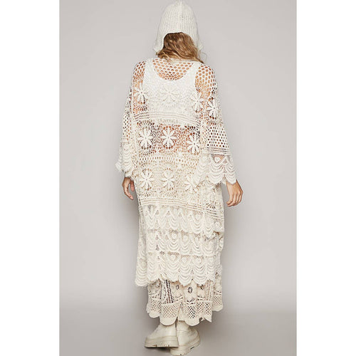 Crochet Bell Sleeve Long Open Cardigan SMC67