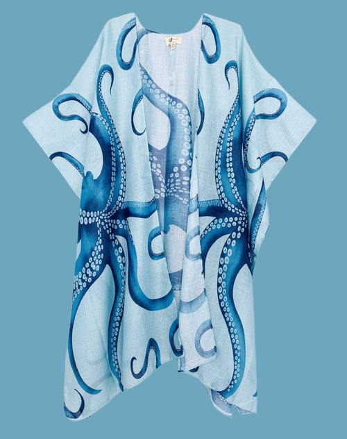 Teal-Blue Octopus Kimono 62798