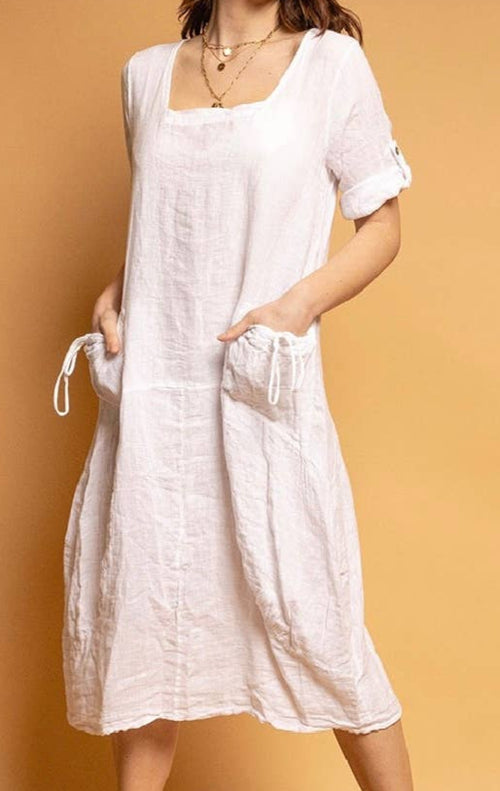7697 Linen Solid Colette Dress