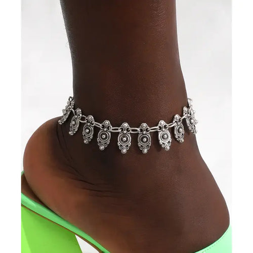 Handmade Silver Plated Boho Design Anklet 2024