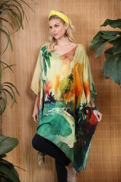 Sunset Palms Modal Kaftan