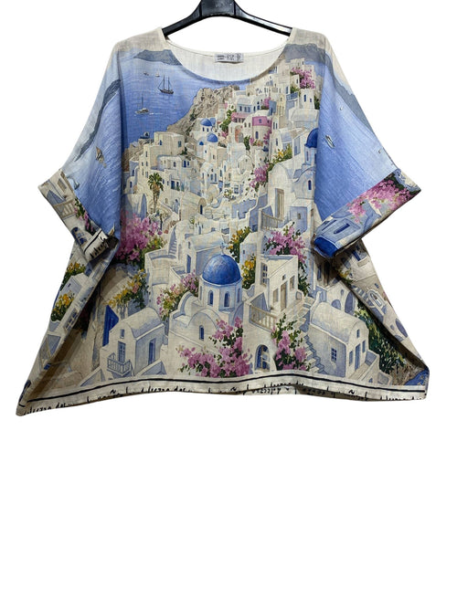 5938 D Santorini 100% Linen Top