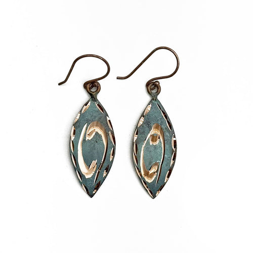 Patina Spiral of Spruce Earrings
