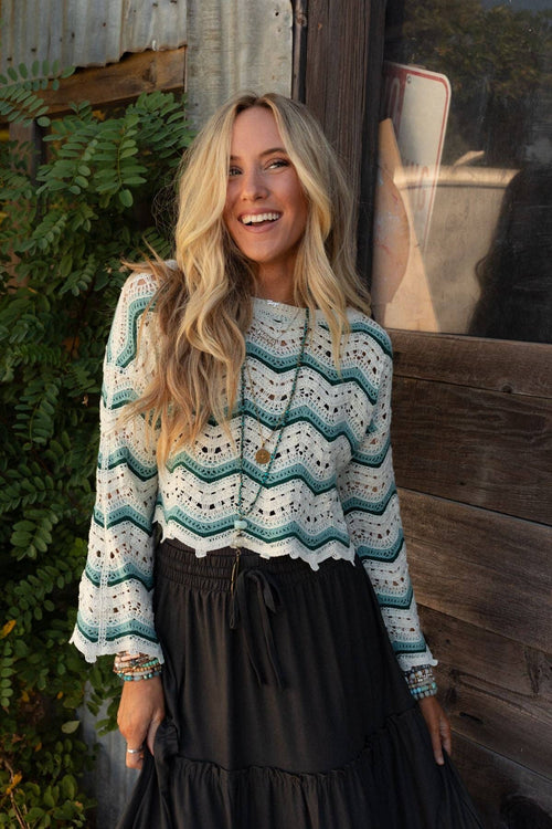 Three Bird Nest - Chell Chevron Sweater - Blue