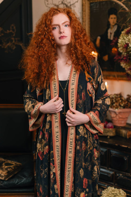 Heart of Gold Opera Duster Kimono Robe w/ Sacred Heart