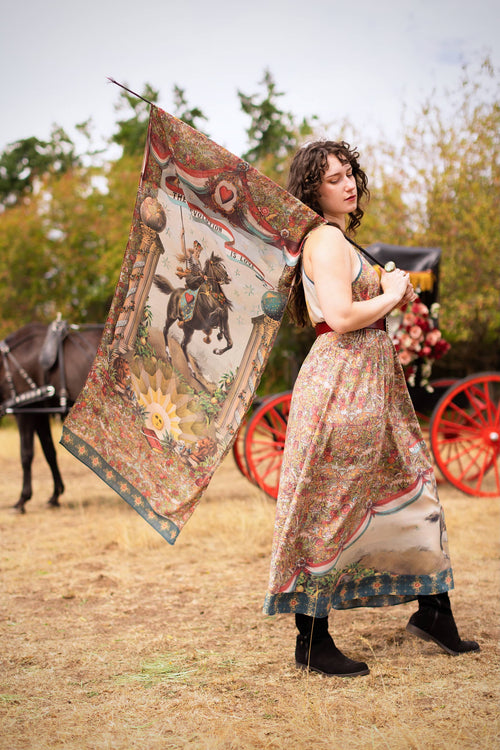 Love Revolution Bohemian Scarf with sun, horse, & florals
