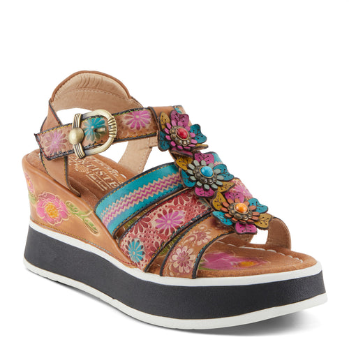 Floral Bloom Tan Multi L'Artiste Sandals