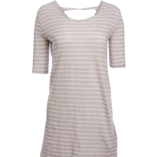 Fresh Produce Soft Grey Striped Half Sleeve Dress
