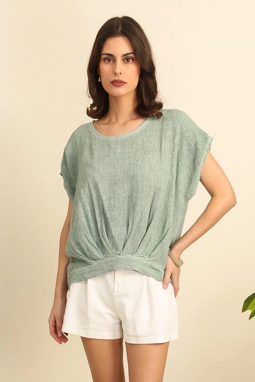 10645 Linen Cotton Blend Top