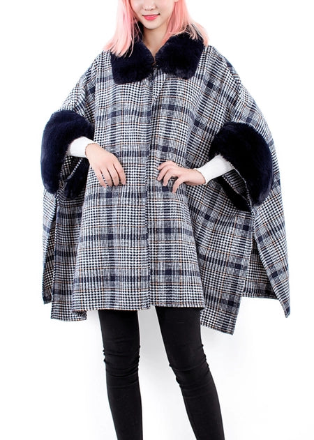 PLAID FAUX FUR-82708- BLUE : OSFM