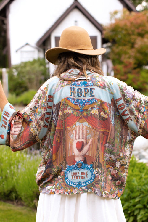 Love Language Cropped Bamboo Kimono Cardigan