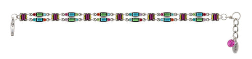 3145-MC Architectural Petite Double Line Bracelet-Multicolor