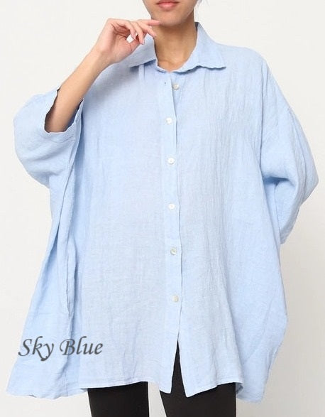 2858 Button Up Top - 100% Linen