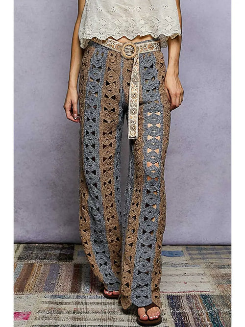 Patterned Stripe Crochet Pants SMC283