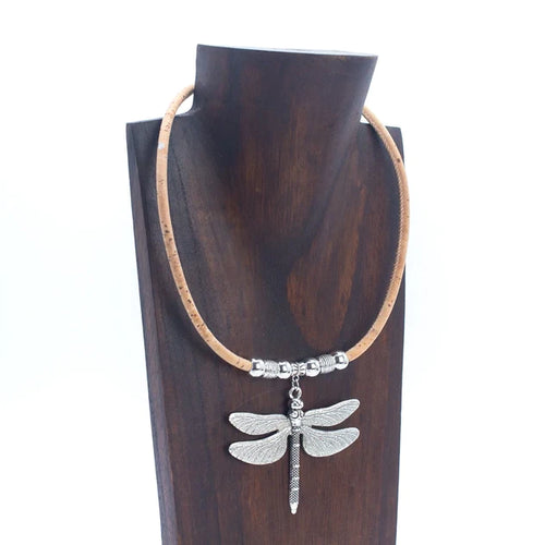 Natural Cork Dragonfly Necklace - 138 Sale