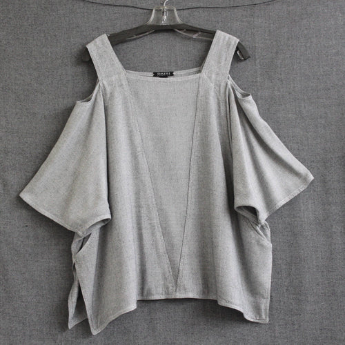 Silver/Gray Cold Shoulder Top Style #292