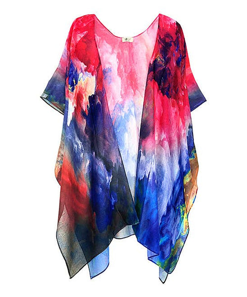 Hot Pink/Multi 3d Clouds of Color Kimono