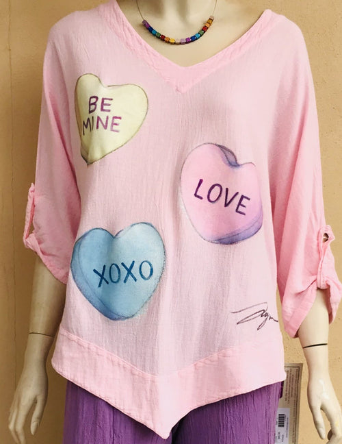 Sweet Heart Hand-Painted Top
