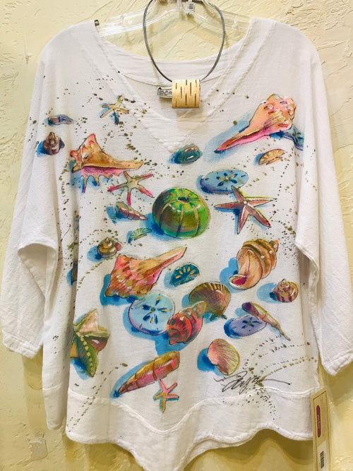 Shells! Shells! Shells! Hand-Painted Top