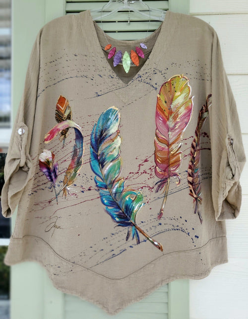 Floating Feathers Hand-Painted Top