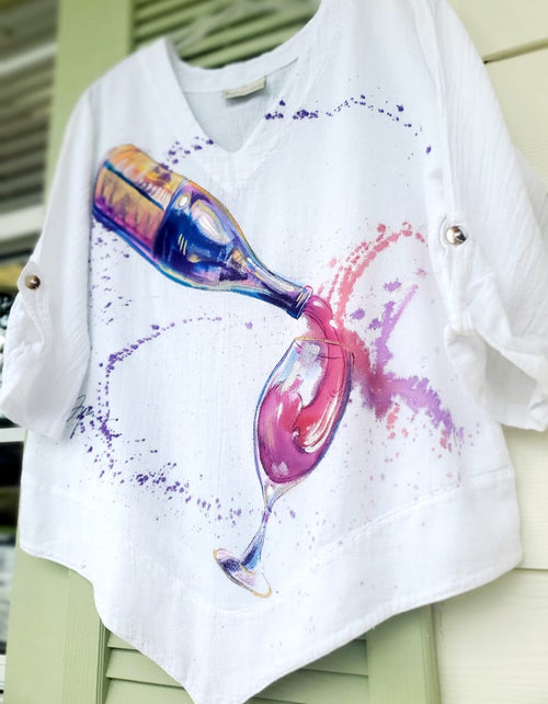Wine Down Hand-Painted Top