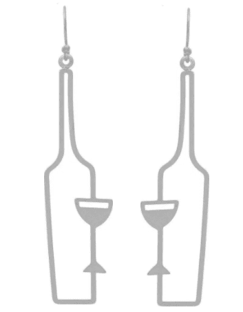 Matte Cheers To You Wine Bottle Rain Earring