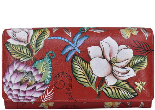 Handpainted Leather Accordion Flap Wallet - 1112