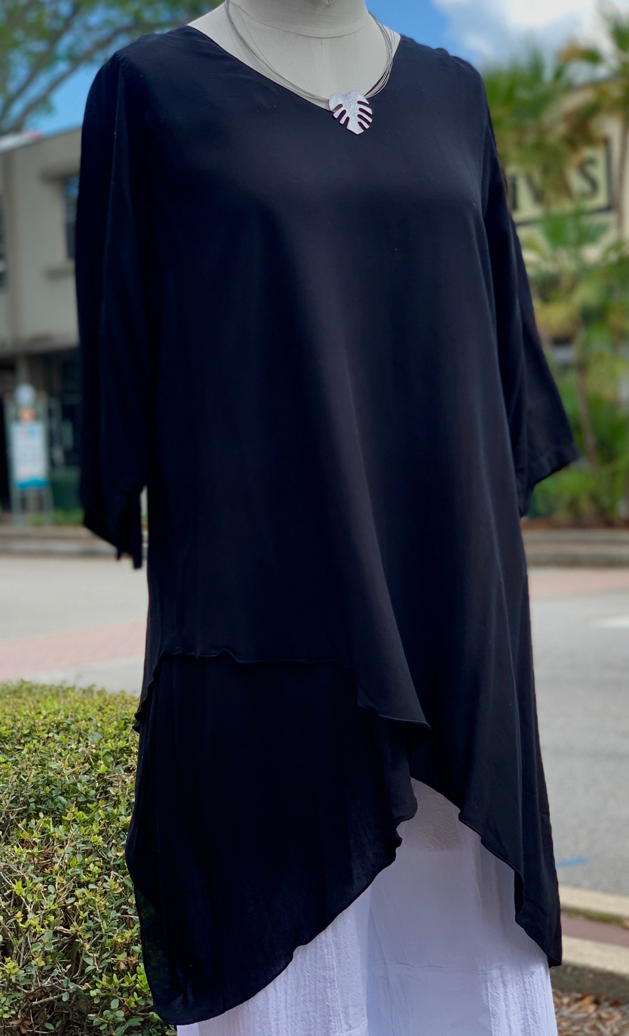 Black Sidefall Voile Tunic S, L, XL