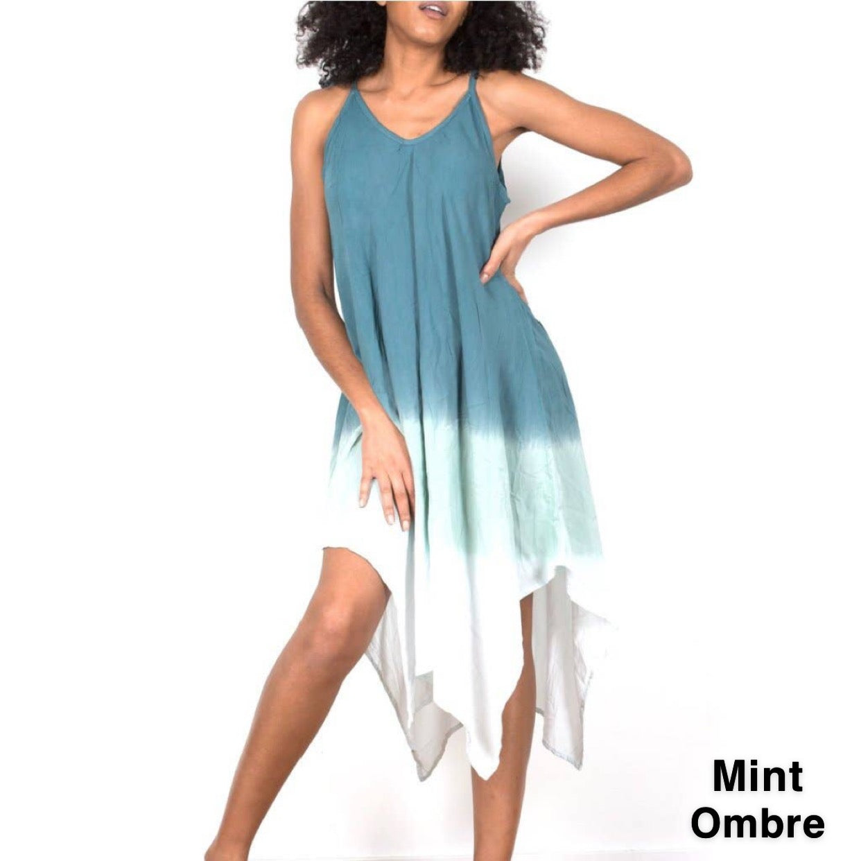 One Size Adjustable Dip Dye Handkerchief Dress
