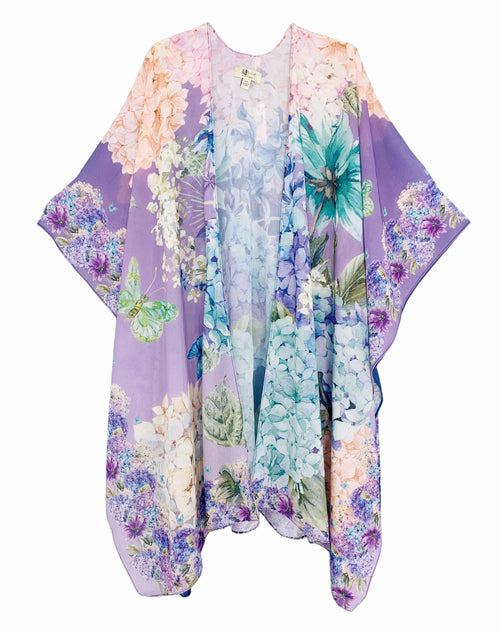 JC071033 Purple Hydrangea Chiffon Kimono