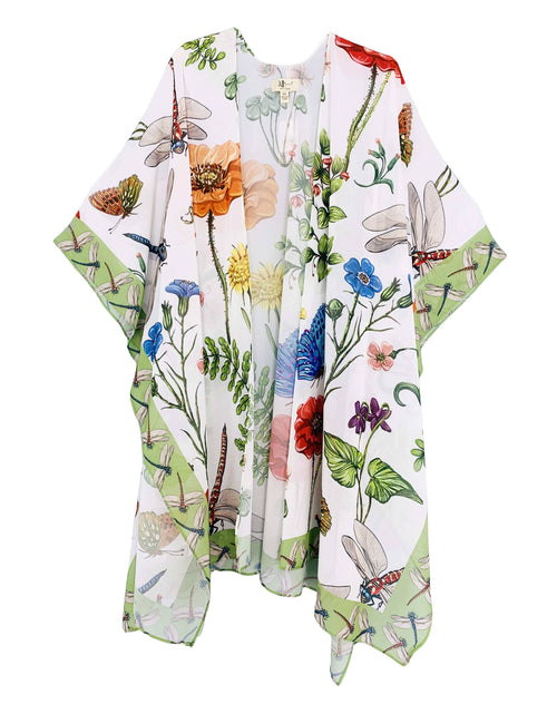 Green-Multi Floral & Dragonfly Kimono