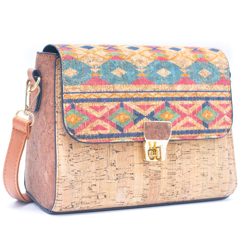 Natural Cork with Color Cork and Pattern Crossbody - 377