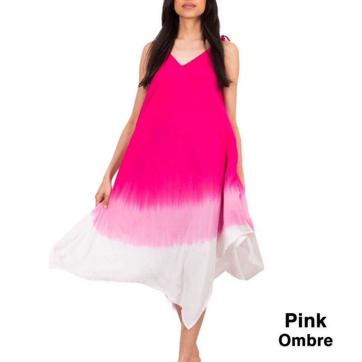 One Size Adjustable Dip Dye Handkerchief Dress