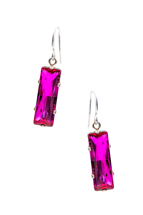 Firefly Limited Edition Medium Rectangular Earrings - Fuchsia