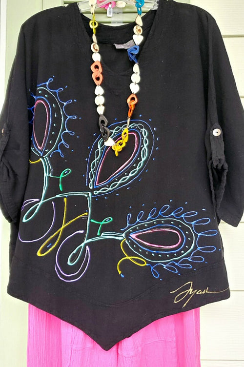 Neon Paisley Hand-Painted Top