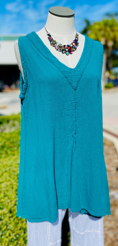 Biddy Tunic Tank with Fun Pleating Detail- In Sale Colors! All sizes!
