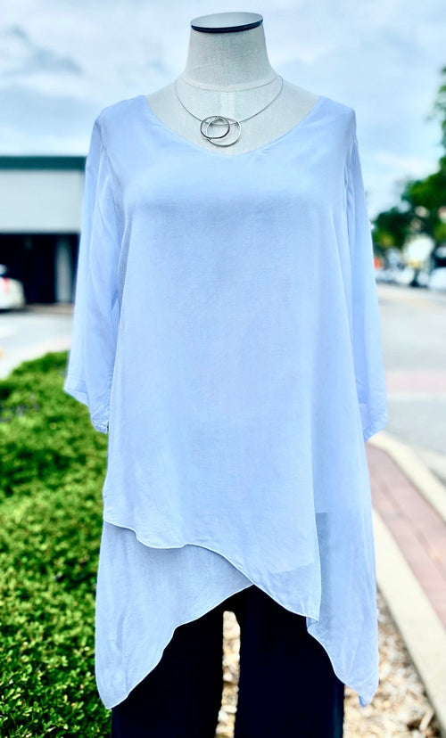 White Voile Sidefall Tunic- Softest Fabric and Great Fit