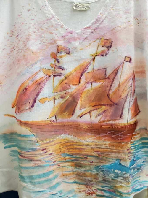 Z 'Sailing' Hand-Painted Top