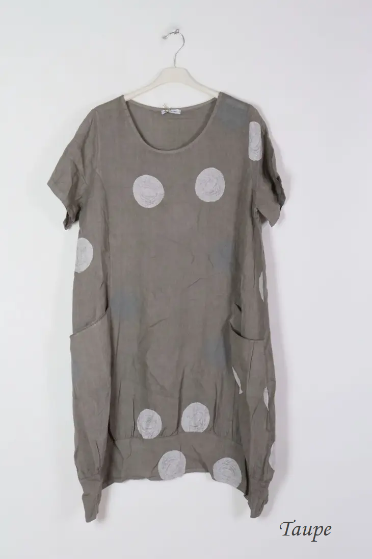 669 Circles Linen Dress with Pockets!
