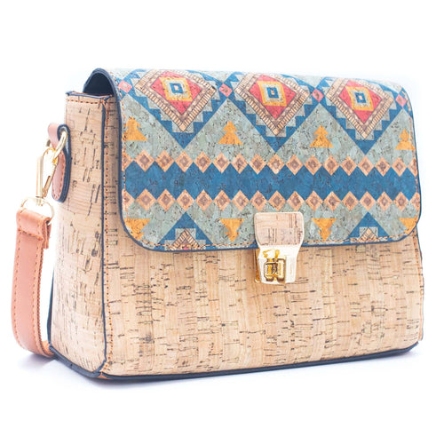 Natural Cork with Color Cork and Pattern Crossbody - 377